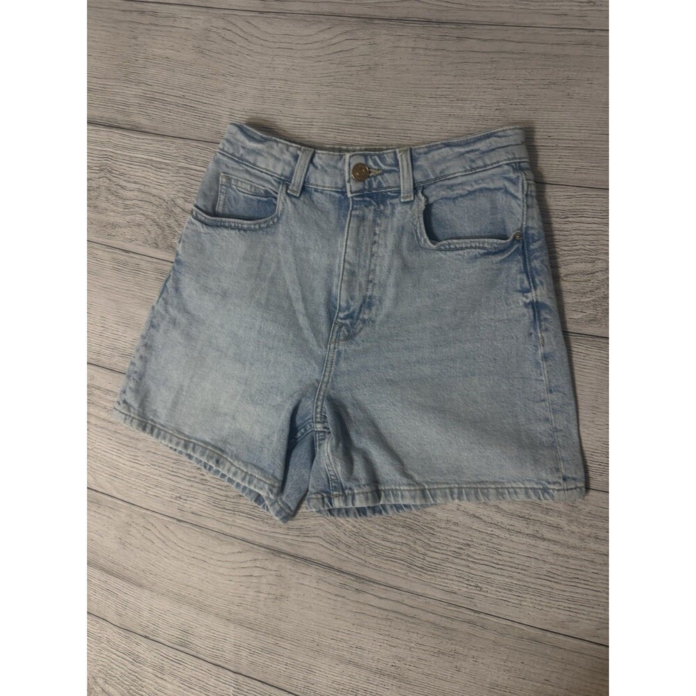 Zara High Waisted Denim Shorts Medium Wash Blue Womens Size 2 -148-